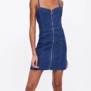 New Look Blue Denim Front Zip Dress Size Small